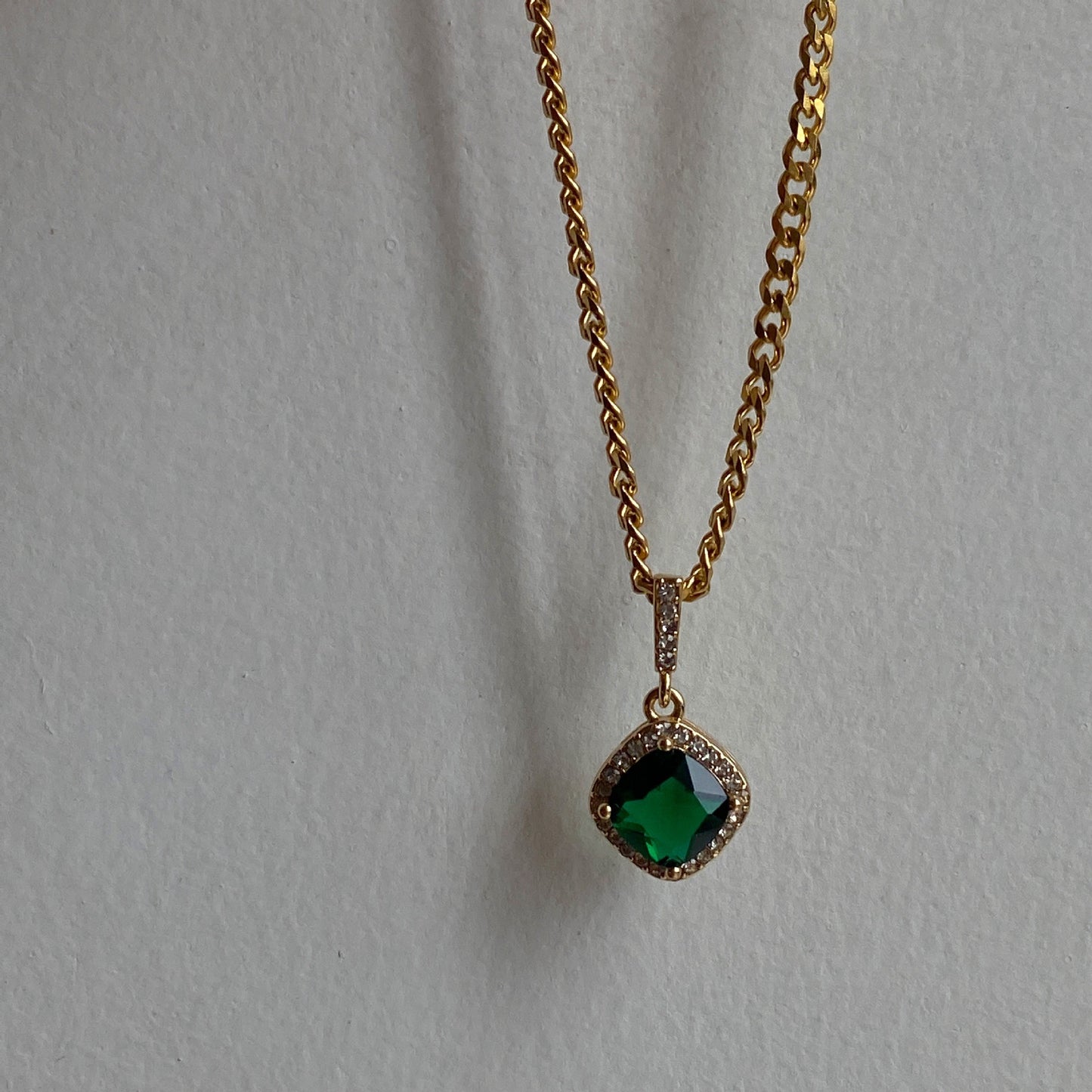 18k Real Gold Electroplating Emerald Necklace Gemstones