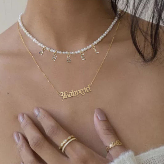 Women's Multilayer Gold Simple Letter Necklace