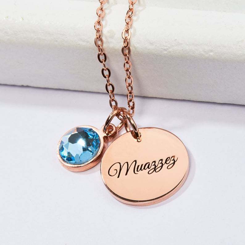 Personalized Lady Birthstone Necklace Initial